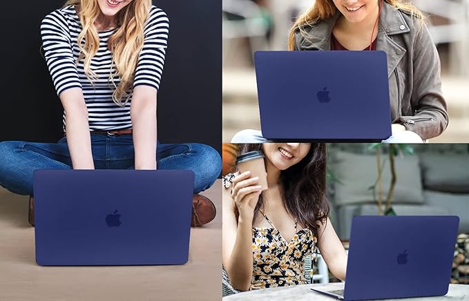 CISSOOK Navy Blue Cover for MacBook Air 13 M1 Case with Retina Display and Touch ID, Dark Blue Hard Shell Case with Keyboard Cover + Screen Protecter for Air 13 M1 A2337 A2179 A1932 Model 2018-2021