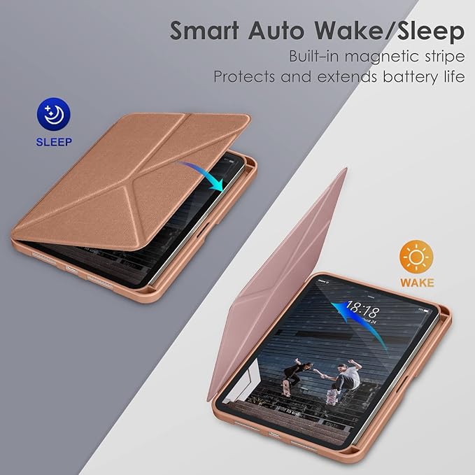 DTTO Case for iPad mini 7 (A17 Pro) 2024 / iPad mini 6 2021 8.3 inch with Pencil Holder, Multi-Angle Magnetic Standing Cover for iPad mini 7th/6th Generation [Auto Wake/Sleep], Rose Gold