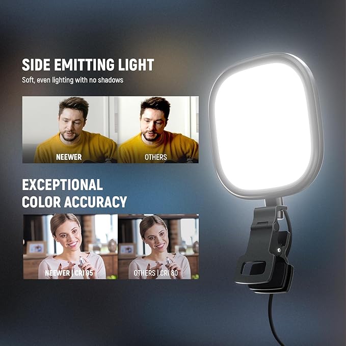 NEEWER Basics 5" 10W LED Streaming Light, Bi Color Edge Lit Clip on Full Screen USB Lamp Lighting CRI95 for Monitor Laptop Computer Webcam Desk Video Conference Zoom Call Recording, NL10