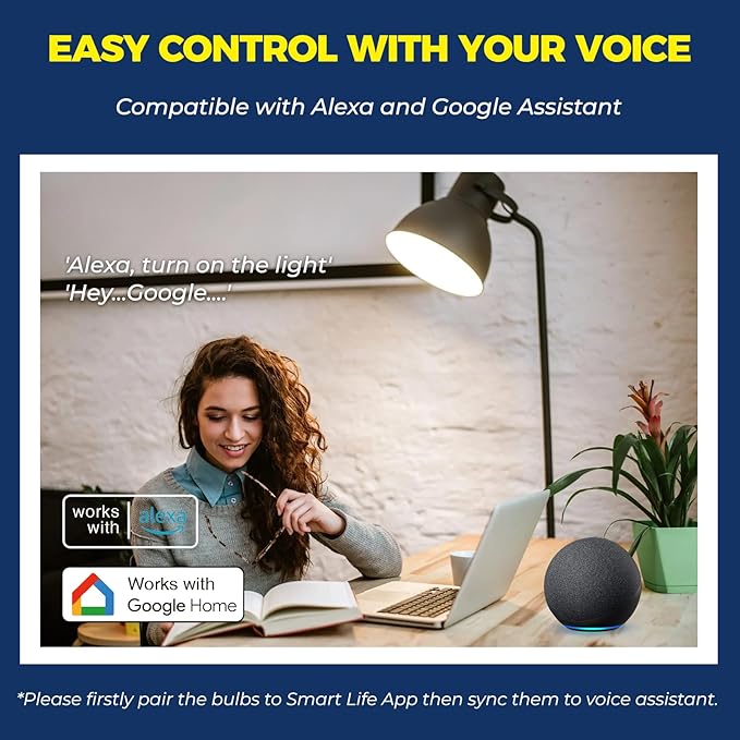 Lightinginside Smart Light Bulbs 100W Equiv., 1350LM 11W Smart Bulb Works with Alexa/Google Home/SmartLife, A19 E26 RGBCW Color Changing, No Hub Required, 2.4G WiFi Bluetooth Bulb, ETL Listed, 1PC