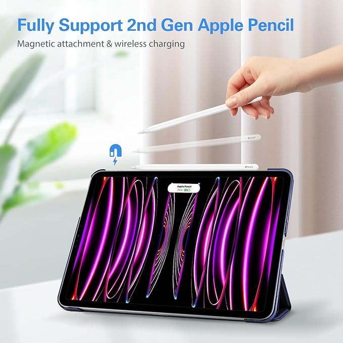 ProCase Smart Case for iPad Pro 12.9 2022/2021/2020/2018, Slim Stand Hard Back Shell Smart Cover for iPad Pro 12.9" 6th Gen/5th Gen/4th Gen/3rd Gen -Navy