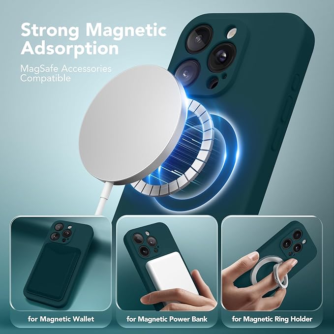 Magnetic for iPhone 13 Pro Case, Compatible with MagSafe, [Full Camera Protection][Screen Protector] Silicone Shockproof Protective Phone Case for iPhone 13 Pro 6.1", Deep Blue
