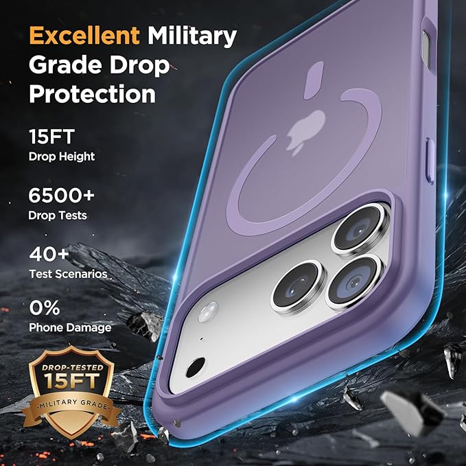 Miracase Magnetic for iPhone 17 Pro Max Case with Screen Protector [Compatible with MagSafe] Slim Thin Phone Case Military-Grade Protected for 17 ProMax Cover Bumper 6.9", Purple