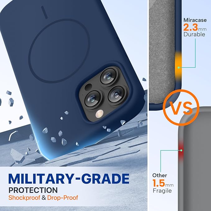 Miracase Magnetic for iPhone 13 Pro Max Case, [Soft Anti-Scratch Microfiber Lining], Magnetic for MagSafe, Liquid Silicone Shockproof Drop Protection Phone Case for 13 Pro Max, Dark Blue