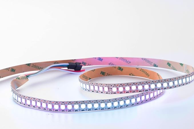 WS2812B LED Strip Individual Addressable Light 144Pixels/m SMD 5050 RGB WS2812B Pixel Strip DC5V (3.2FT 144LEDS Non-Waterproof, White PCB)