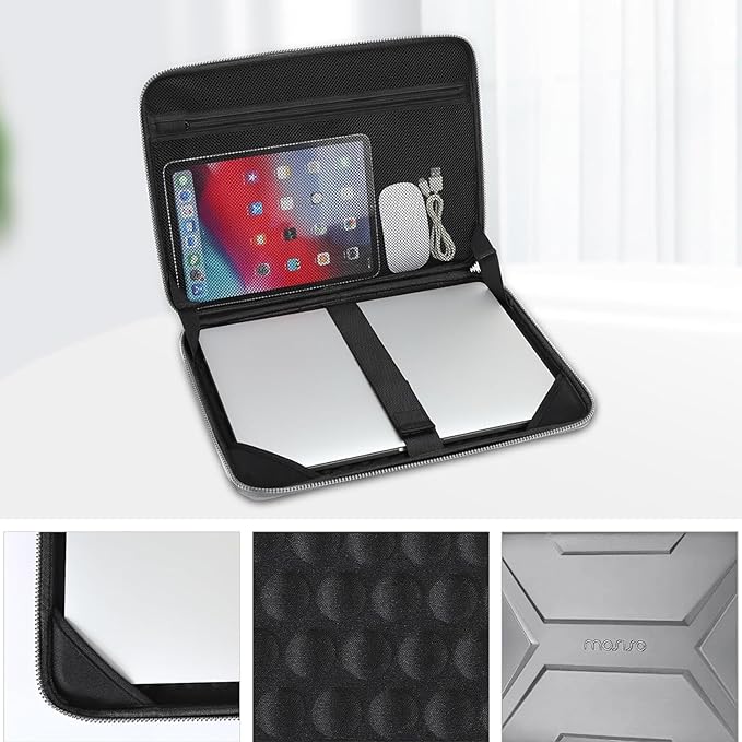 MOSISO 15-16 inch Laptop Hard Case, 15.6 inch Waterproof Shockproof Computer Bag Compatible with MacBook HP Dell,Artistic Geometric EVA Carrying Sleeve Laptop Case Hard Shell with Handle, Gray