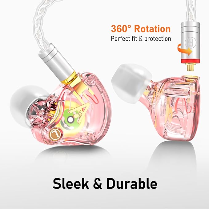 Vibes 202M Wired Earbuds - HiFi in Ear Monitor Headphones - Noise Isolating Ear Buds w/ Mic - Clear Sound, Deep Bass & Comfort-Fit Gaming Earphones - MMCX to 3.5mm & Silver Plated Cord, Carrying Case