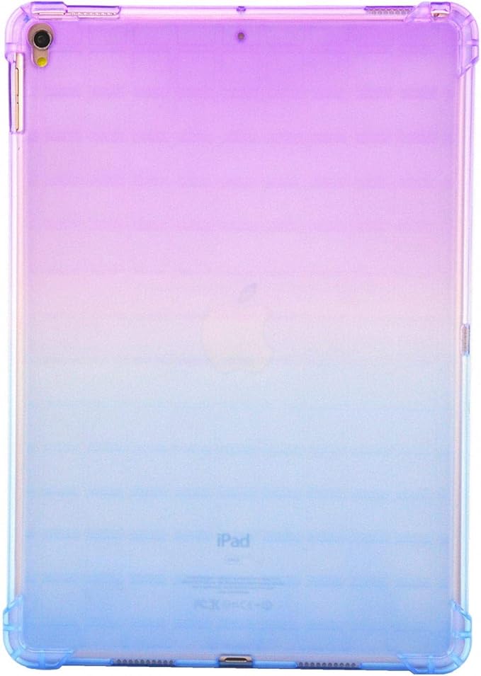 Translucent Frosted TPU Back Case for Apple iPad Air 3 (3rd Gen) 10.5" 2019 and iPad Pro 10.5" (2017) Gradient Color Impact Resistant Corner Protection Shockproof Cover, Purple & Blue