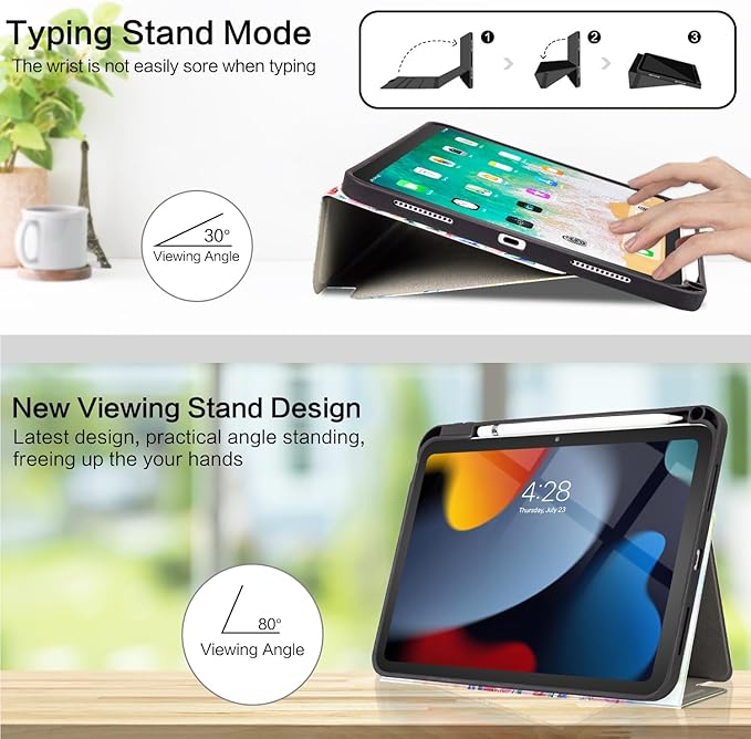 Vimorco for iPad A16 Case 11-inch 2025, for iPad (A16) 11th/10th Generation Case Pencil Holder, Typing Stand & 4 Viewing Angles, Faux Leather Slim Cover, Auto Sleep/Wake, Hummingbirds and Lilies