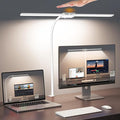 Syrinx LED Desk Lamp, Dual Head Desk Light with Clamp, 50 Lighting Modes Eye-Caring Table Lamp, Flexible Gooseneck Task Light with Motion Sensor, Wired Control, Timer & Memory Function for Home Office
