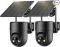 ELYSOO Security Cameras Wireless Outdoor, 2K Color Night Vision, Solar Camera Outdoor Wireless for Home Security, 360°Panoramic View, Weatherproof, 2.4GHz WiFi, 2pack