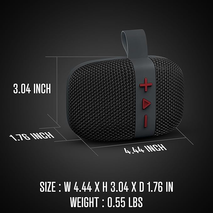 Fisher Portable Bluetooth Speakers, Clip-On Speakers Bluetooth Wireless, IPX5 Waterproof Speaker,10W Peak Power Bluetooth Speaker Stereo HD Sound, BT 5.3, FM Radio, for Pool, Beach, Use Anywhere