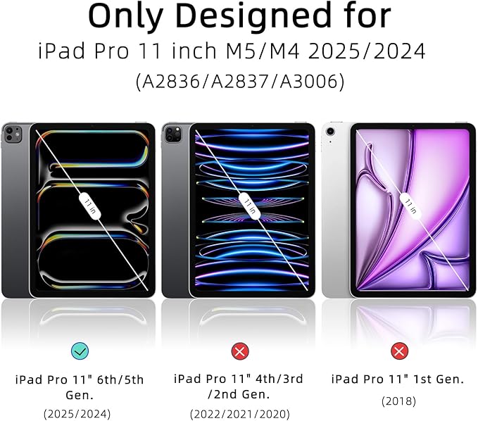 Case for iPad Pro 11 inch M5/M4 (2025/2024, 6th/5th Generation), Removable and Detachable Magnetic Cover with Pencil Holder, Vertical Adjustable Stand, Tri-Fold Multi-Angle, Oat Coffee+White