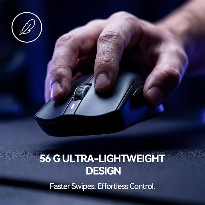 J-Tech Digital Wireless Mouse for Gaming-Designing-Work, 47g Ultra Lightweight, 200 to 24000 DPI, Tri-Mode 2.4G/USB-C/Bluetooth with DIY Sticker 120-hour Rechargeable Battery, Symmetrical Design