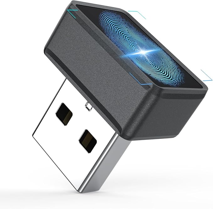 USB Fingerprint Reader for Windows 10/11 ONLY, Windows Hello Fingerprint Scanner, Plug & Play Mini USB Dongle, Match-in-Sensor Security, Portable for Laptop/Desktop (Not for Mac/Linux)