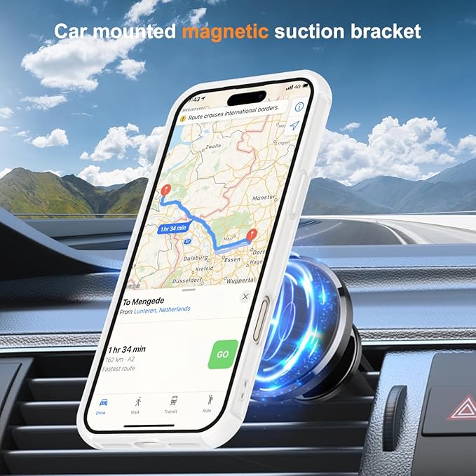 SKYLMW Compatible with iPhone 17 Pro Max Case with Invisible Magnetic O-Ring Stand Military-Grade Phone Case for iPhone 17 ProMax 6.9" [Compatible with Mag-Safe][Great Grip Feeling],Translucent