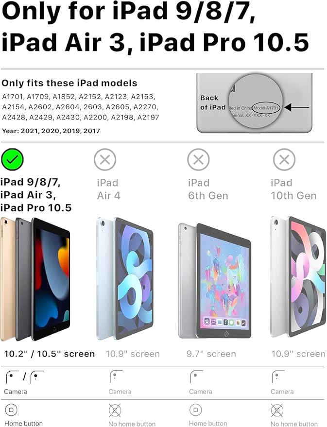 Bam Bino Space Suit iPad 9th Generation Case Kids, iPad 8th/7th/10.2 inch iPad Case for Kids | Lightweight Cover with Screen Protector, Handle, Stand, Shoulder Strap, Pencil Holder (Mint Green)