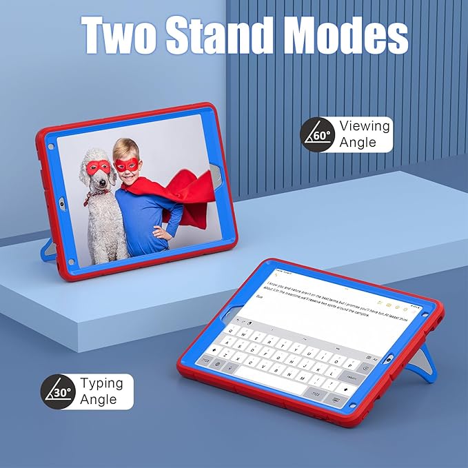 AKABEILA Compatible with Apple iPad 9.7 5th/6th(2017/2018)/iPad Air 2/iPad Pro 9.7 Tablet Case，Lightweight Shockproof Rugged Protective Cover with Kickstand for Kids Children Boys Babies Blue Red