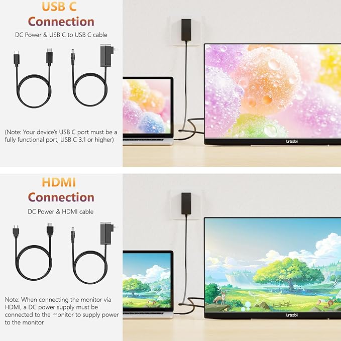 23.8" Large Portable Monitor 200Hz FHD 1080P IPS Freesync External Computer Display with USB C HDMI, Built in Speakers and Stand Portable Gaming Monitor for Laptop Phone PC Mac PS4 Xbox