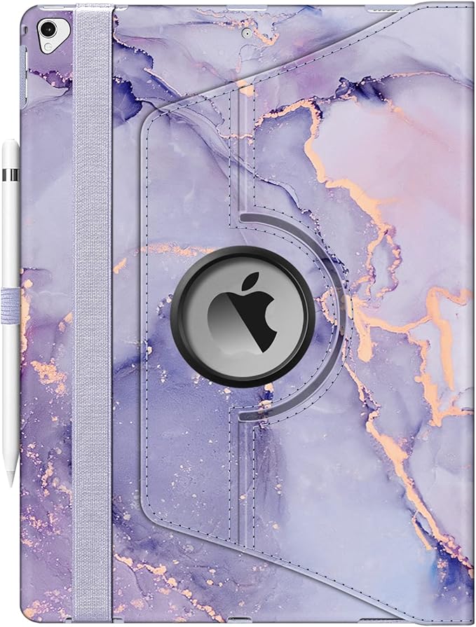 Fintie Rotating Case - 2017/2015 iPad Pro 12.9 inch (Old Model) 1st & 2nd Gen Case, 360 Degree Swiveling Stand Protective Back Cover, Supports Auto Wake/Sleep, Lilac Marble