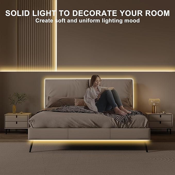 16.4ft COB Led Strip Light with Remote, 2700K Ra93+ Dimmable Bright Warm White Led COB Strip Light, White Led Strip Light for Mirror, Stair, Cabinet, Room