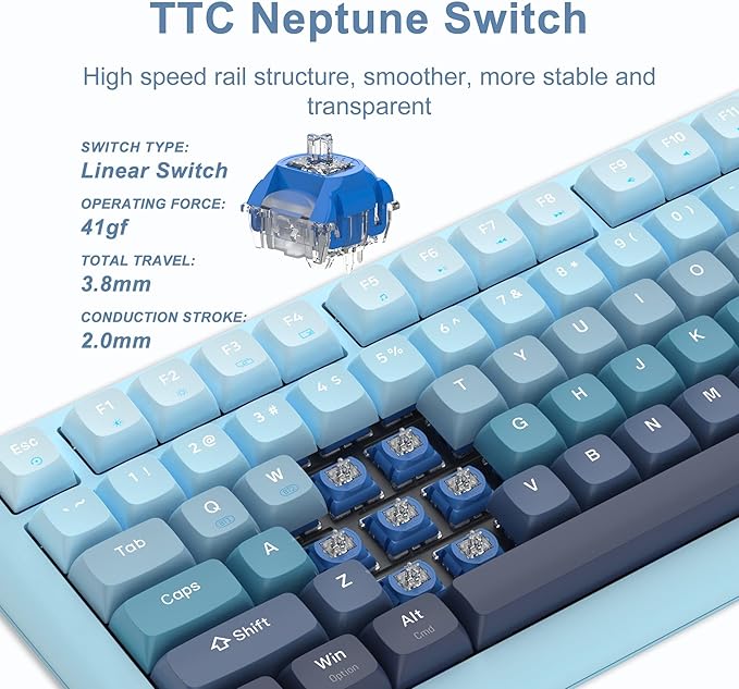 F75 Mechanical Keyboard, 75% Hot Swappable Gasket Structure Tri-Mode Gaming Keyboard, 81 Keys RGB Bluetooth Wireless Keyboard with Linear Switch, PBT Keycaps, Screen for Windows Mac (Blue)