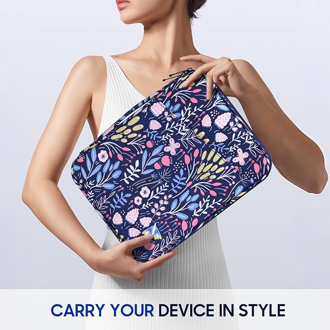 TiMOVO 9-11" Tablet Sleeve Bag for iPad 11-inch A16 2025, iPad 10.9"/10.2"| Air 11 Inch/5th/4th Gen. 10.9", Galaxy Tab A9+/A11Plus 11", Protective Bag with Pockets, Colorful Flower