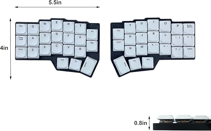 SZRKBD Choc Corne V4.1 Low Profile Split Ergonomic Mechanical Keyboard 40% Layout Wired Hot-Swappable RGB Backlit PBT Keycaps QMK/Vial Programmable for Enthusiasts & Professionals