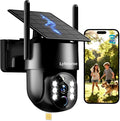Industrial-Grade Black 4G LTE Solar Security Camera Outdoor, No WiFi Needed, 4MP HD, 360 View, Built-in SIM, AI Motion Detection, 2-Way Talk for Ranch/Jobsite/Construction