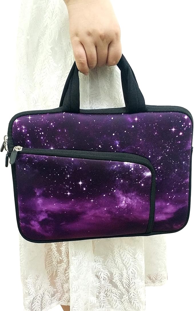 14 15 15.4 15.6 inch Laptop Handle Bag Computer Protect Case Holder Notebook Sleeve Neoprene Cover Soft Carrying Case with Extra Pockets for Dell Lenovo Toshiba HP Chromebook ASUS Acer(Purple Galaxy)