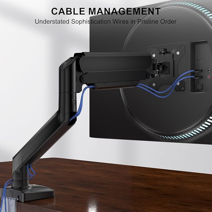 WALI Single Monitor Mount for 13-34 inch Screens, Adjustable Single Monitors Arm, Regular Screen up to 32 inch, 26.4lbs, Computer Monitor Stand for Desk, VESA 75/100mm (GSMP001N), Black