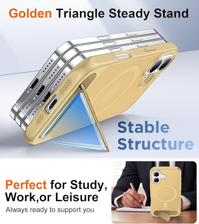 Magnetic Compatible with iPhone 16 Case, [Built-in Invisible Kickstand][Compatible with MagSafe] [Military Grade Shockproof] Slim Translucent Matte Phone Case for iPhone 16 6.1"