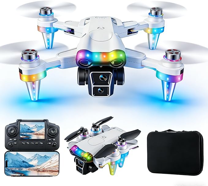 Drones for kids 8-12 with camera – Drone with camera for kids & Beginners, Mini kids drone with Fancy LED Lights, 2.4" Built-In FPV Screen, Dual Batteries, Indoor & Outdoor Toy Gift
