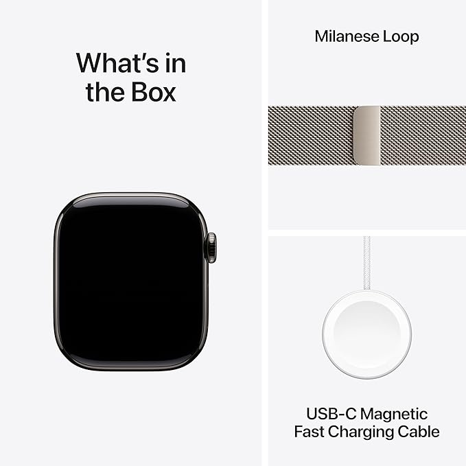 Apple Watch Series 11 [GPS + Cellular 42mm] Smartwatch with Natural Titanium Case with Natural Milanese Loop. Sleep Score, Fitness Tracker, Health Monitoring with AppleCare+ (2 Years)