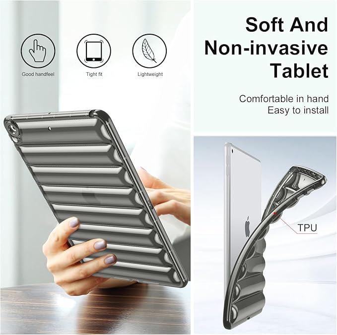 Case for iPad 9th/8th/7th Generation 10.2 inch 2021/2020/2019, Clear Shockproof Soft TPU Back Cover Silicone Bumper Anti-Yellowing Slim Lightweight Protective Shell for iPad 10.2 inch, Gray