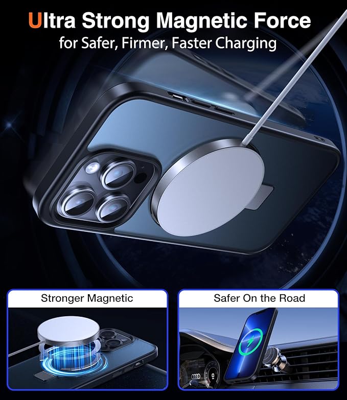 Chicfun 3-in-1 [Magnetic+Kickstand+Ring Holder] for iPhone 14 Pro Max Case Stand Ring Holder Compatible with MagSafe, Military Shockproof Protective iPhone 14 Pro Max Phone Case Kickstand Cover