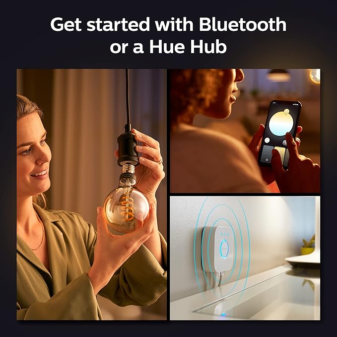 Philips Hue Smart 60W G25 Filament LED Bulb - White Ambiance Warm-to-Cool White Light - 4 Pack - 550LM - E26 - Indoor - Control with Hue App - Works with Alexa, Google Assistant and Apple Homekit