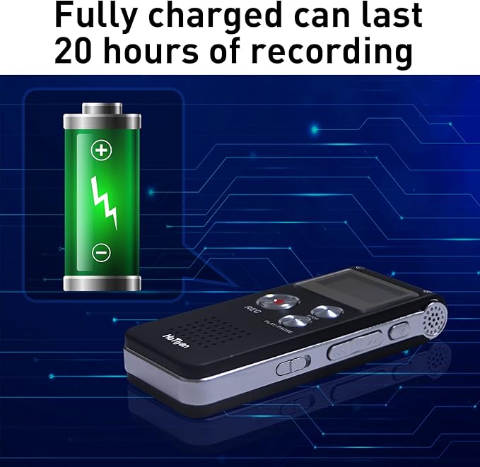 Voice Recorder 16GB Capacity Voice Activated Recording Device Digital Voice Recorder for Lectures, Meetings, Interviews Audio Recorder with USB Rechargeable WAV/MP3 Tape Recorder (16GB)