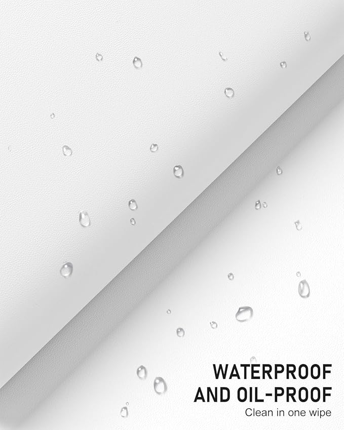 Desk Pad, 30" x 14" PU Leather Non-Slip Desk Mat Large Mouse Pad for Desktop, Waterproof Laptop Computer Writing Mat for Office, Home, Work, Gaming, White