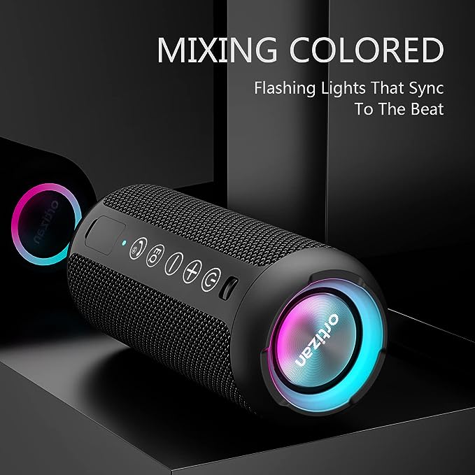 Ortizan Portable Bluetooth Speaker (1nd Gen), IPX7 Waterproof, Wireless, Big Sound and Deep Bass, TWS Pairing, 30Hrs of Playtime, for Home/Party/Outdoor/Beach, Birthday Gifts for Men Women - Black