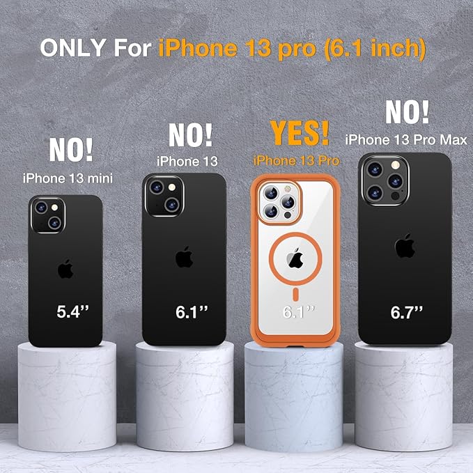 Miracase for iPhone 13 Pro Case 6.1",Full-Body Protection,Clear Bumper Case with Built-in 9H Tempered Glass Screen Protector,Military-Grade Drop Protection Outdoor Phone Case for iPhone 13 Pro,Orange