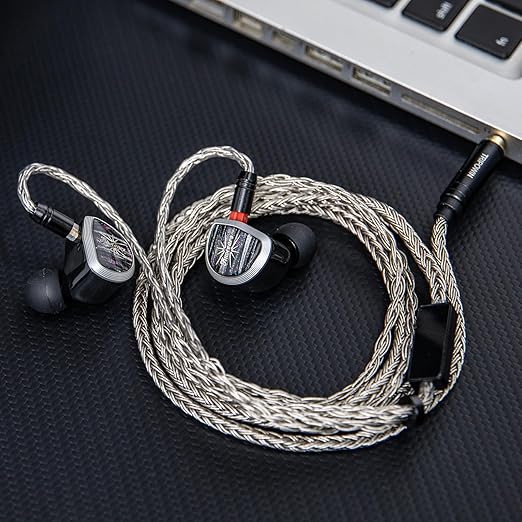 Linsoul Tripowin Zonie HiFi in-Ear Monitor Upgrade Cable, with Omni Mic, 16-Core Silver-Plated SPC Earphone Cable, Type-C/3.5mm Options, 1.25m SPC Tangle-Free Wire for Audiophiles(3.5MM,2PIN)