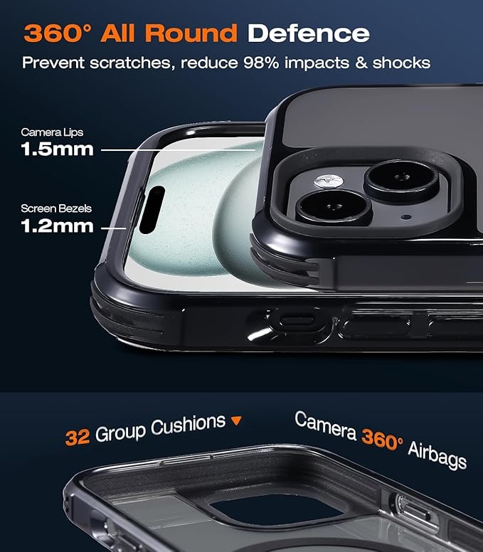 Tigowos for iPhone 15 Plus&iPhone 14 Plus Phone Case Fits MagSafe 10FT Drop Resistant Matte Skin Feeling Back Cover for iPhone 15 Plus&iPhone 14 Plus Case，Matte Black