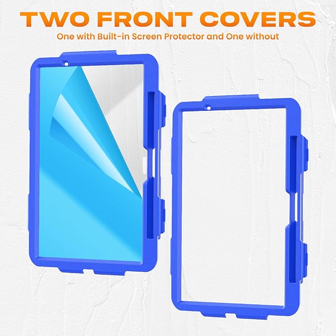 SEYMAC stock Case for iPad Air 11-inch M4-M2 2026-2024 (Gen 8-6), Shockproof Heavy Duty Case with Screen Protector, Pencil Holder, Rotating Stand, Hand Strap, Shoulder Strap, Blue