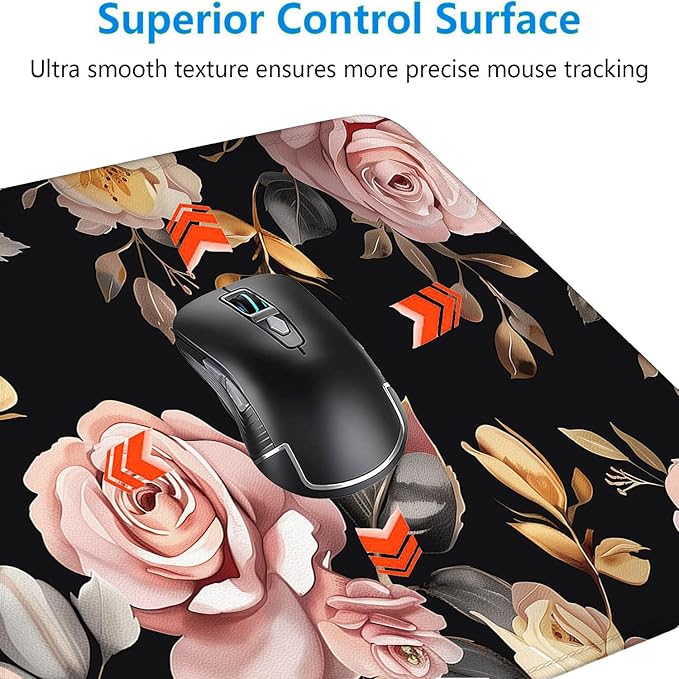 Peony Flowers Gaming Mouse Pad Pink Flowers Extended Gaming Mouse Pad Mat with Stitched Edge Non-Slip Base Big Mouse Pad 31.5"x11.8" Office Computer Keyboard Laptop Home