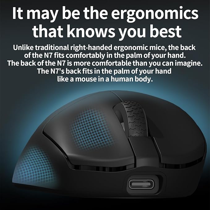 Darmoshark N7 Wireless Gaming Mouse,Tri-Mode 8K/USB-C/Bluetooth,Up to 30000DPI,PAW3950 Optical Sensor Lightweight 49g,5 programmable Button,Computer Mouse for Laptop,PC,Mac(Black)