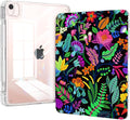 for ipad air 11 inch M2/M3 Case 2024/2025, ipad air 5th/4th Generation Case 10.9, ipad Pro 11 Cover 4th/3th/2th/1st, Trifold Stand with Pencil Holder, Slim Clear Cover, Leaf Floral
