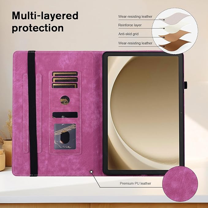 Case for iPad Air 11 inch M4/M3/M2(2026/2025/2024), iPad Air 5th /4th Gen (2022/2020) 10.9 inch, Auto Wake/Sleep Slim PU Leather Folio Cover with Multi-Angle Stand and Pen Holder, Rose