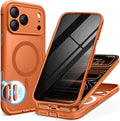 BERFY for iPhone 17 Pro Max Case, Compatible with MagSafe, Built-in Privacy Screen Protector, Camera Protection, Shockproof Full Body Phone Case 6.9", Translucent Cosmic Orange