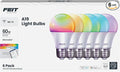 Feit Electric A19 Smart LED Light Bulb, 60W Equivalent, Dimmable, RGBW Color Changing, Alexa & Google Home Compatible, 2.4GHz Wi-Fi Enabled, 800 Lumens, 25,000-Hour Lifetime, OM60/RGBW/CA/AG/6, 6-Pack